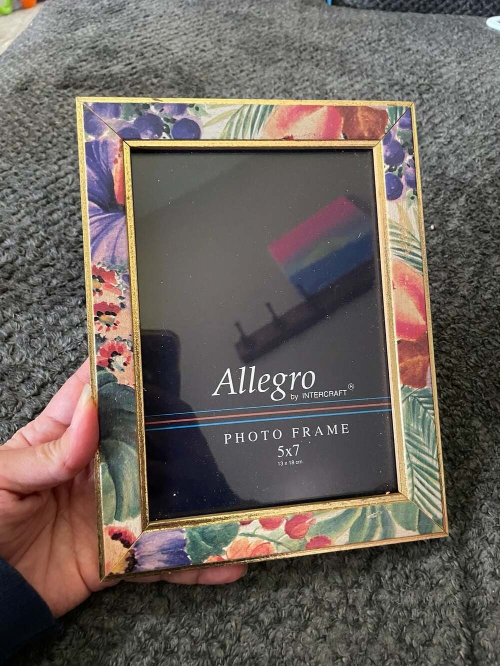 Allegro by Intercraft Floral and Gold Trim Wood Photo Frame 5x7